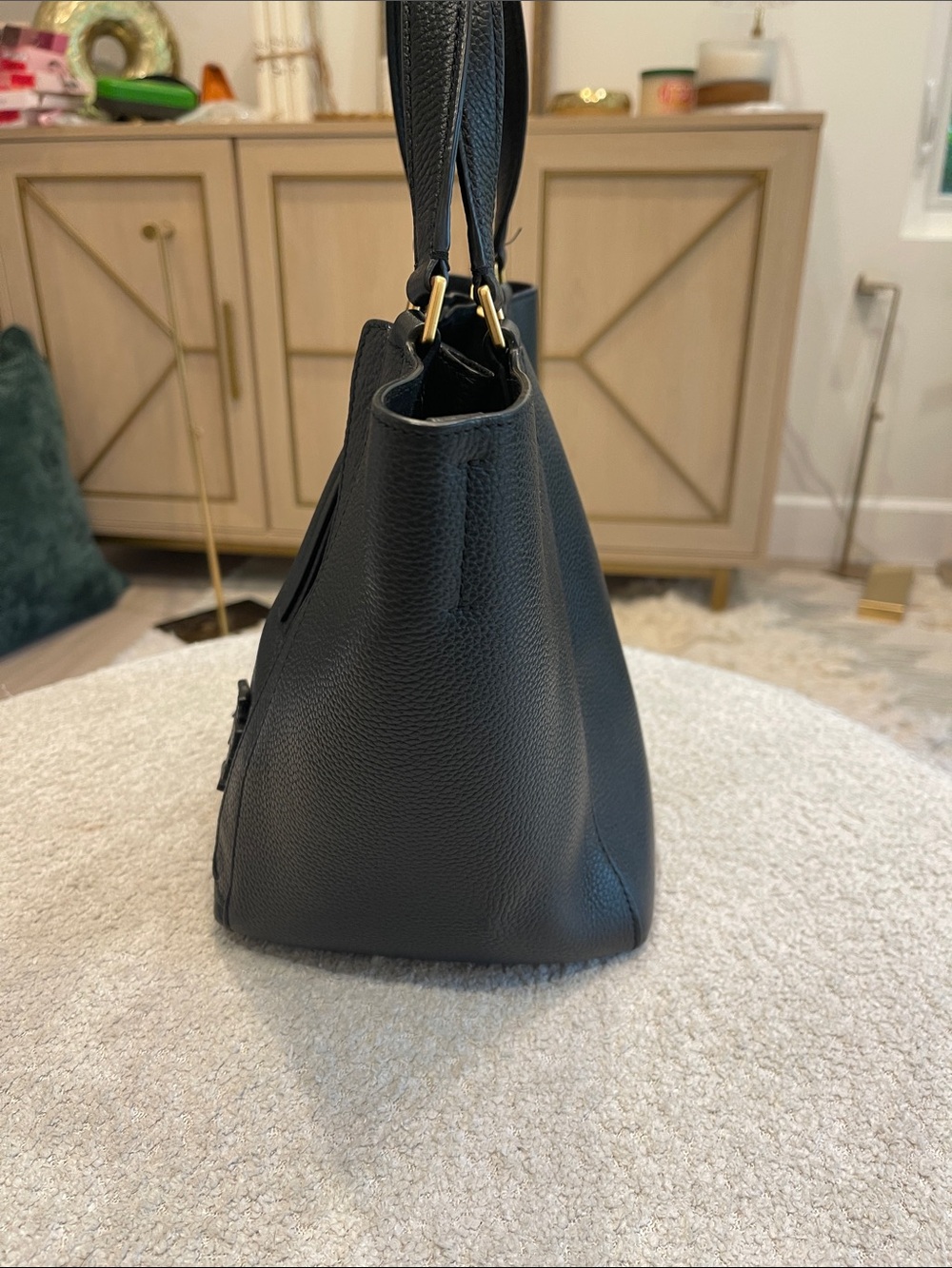 Tory Burch McGraw Dragonfly Black  Leather Handbag - Picture 4 of 8